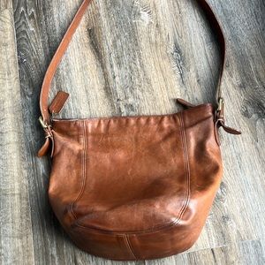 Coach vintage leather tan bucket crossbody bag